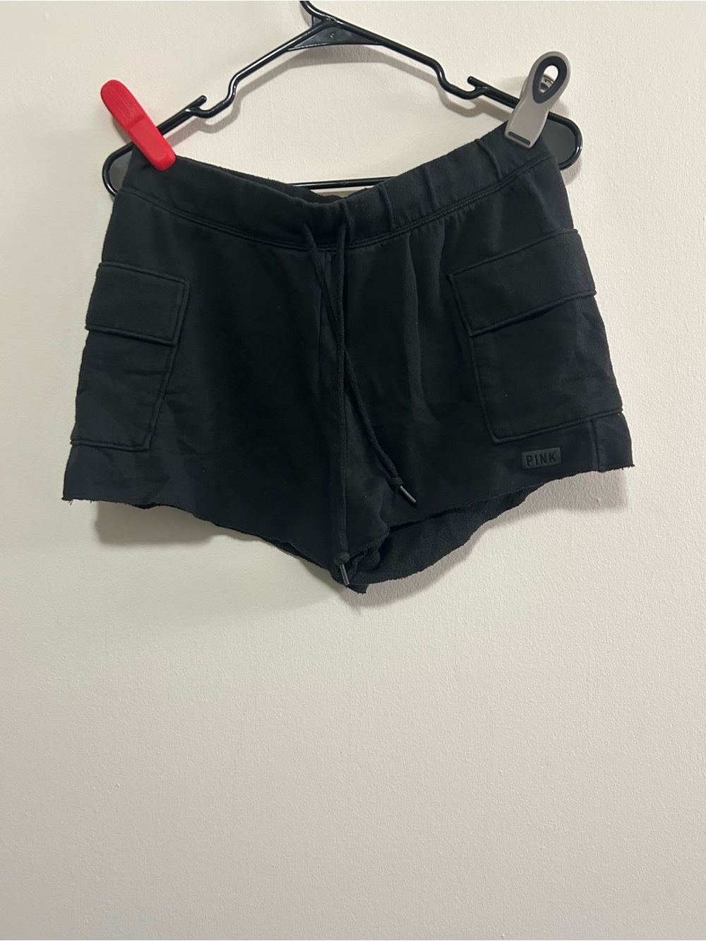 PINK Victoria's Secret Black Cargo Drawstring Lounge Shorts